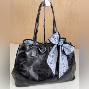 Coach Madison Sophia Embossed Leather Kisslock Frame Satchel Black F15638